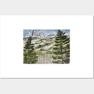 Mountains landscape painting art print Posters and Art